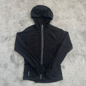 Icebreaker GT Hoodie Woman M Black Merino Wool Full Zip Thumbholes Activewear
